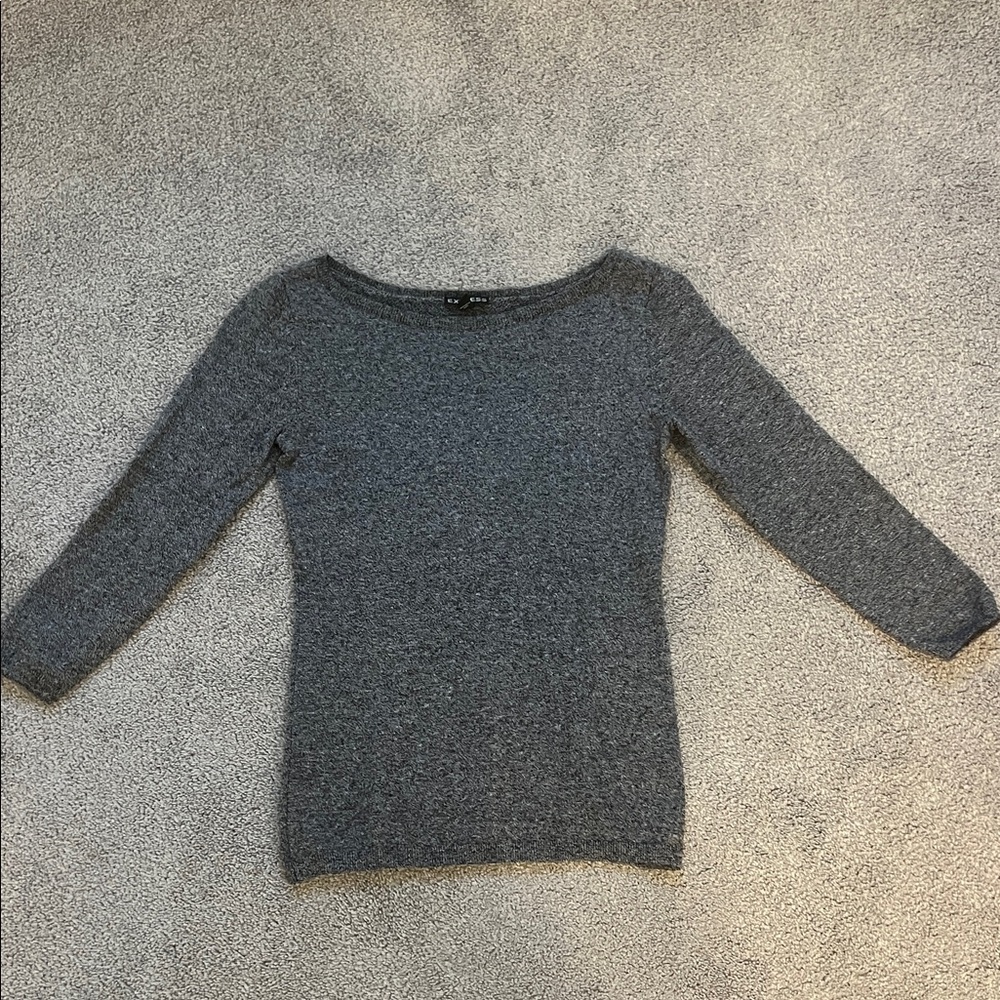 Express Charcoal Women's Crew Neck 3/4 Sleeve Sweater